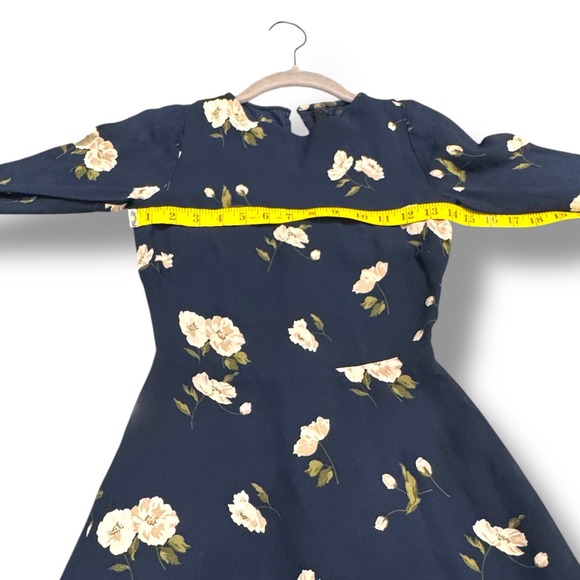 Reformation Blue Finch Floral Mini Long Sleeve Dress Cottagecore Coquette Size 0 - Picture 4 of 7